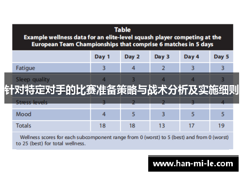 针对特定对手的比赛准备策略与战术分析及实施细则